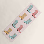 Cowgirl Boots and Daisies, Blush Pink, Mint, Cute Pastel Cowboy Pattern Yoga Mat Gallery Image 1