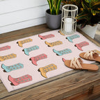 Cowgirl Boots and Daisies, Blush Pink, Mint, Cute Pastel Cowboy Pattern Outdoor Rug Gallery Image 2