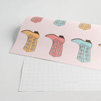 Cowgirl Boots and Daisies, Blush Pink, Mint, Cute Pastel Cowboy Pattern Wrapping Paper Gallery Image 2