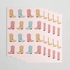 Cowgirl Boots and Daisies, Blush Pink, Mint, Cute Pastel Cowboy Pattern Wrapping Paper Gallery Image 3