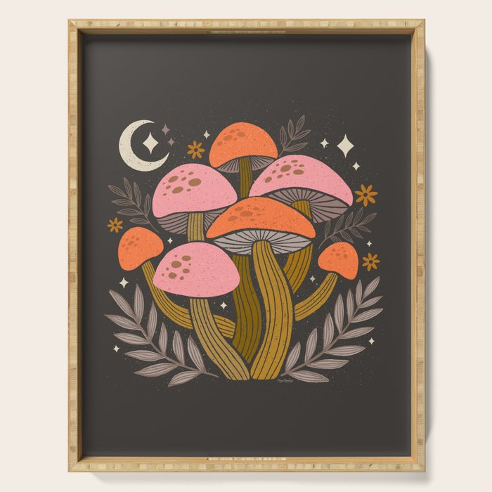 Mushrooms and Moons - Dark Serving Tray Gallery Image 1
