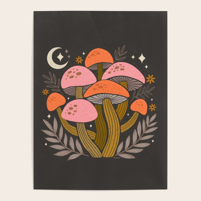 Mushrooms and Moons - Dark Poster Gallery Image 1