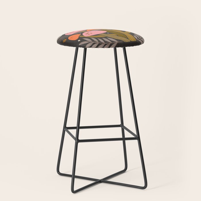 Mushrooms and Moons - Dark Stool Gallery Image 1