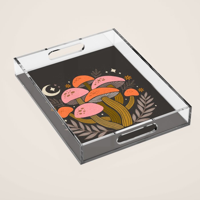 Mushrooms and Moons - Dark Acrylic Tray Gallery Image 1