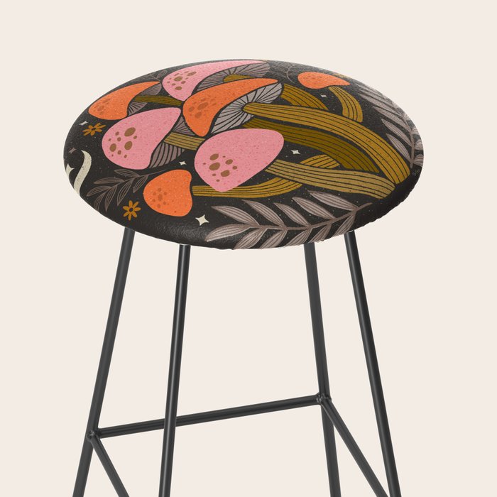 Mushrooms and Moons - Dark Stool Gallery Image 2