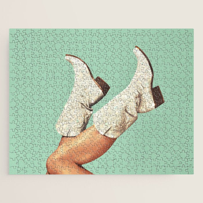 These Boots - Glitter Teal Green Jigsaw Puzzle Gallery Image 1