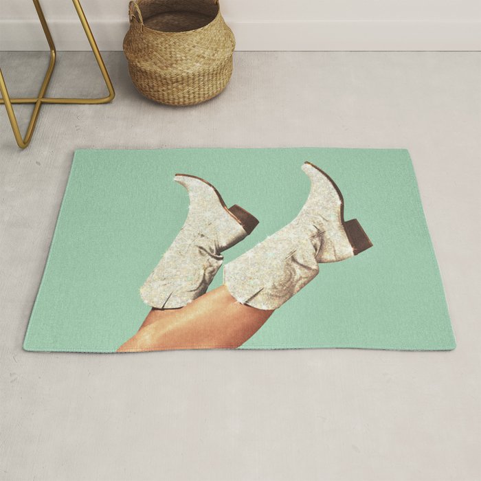 These Boots - Glitter Teal Green Rug Gallery Image 1