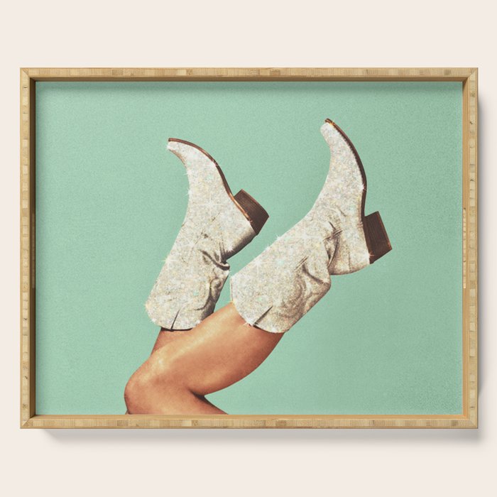 These Boots - Glitter Teal Green Serving Tray Gallery Image 1