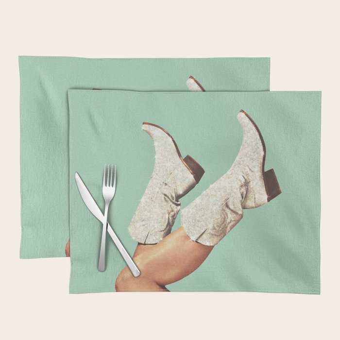 These Boots - Glitter Teal Green Placemat Gallery Image 1