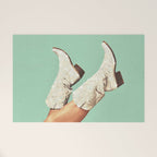 These Boots - Glitter Teal Green Welcome Mat Gallery Image 1
