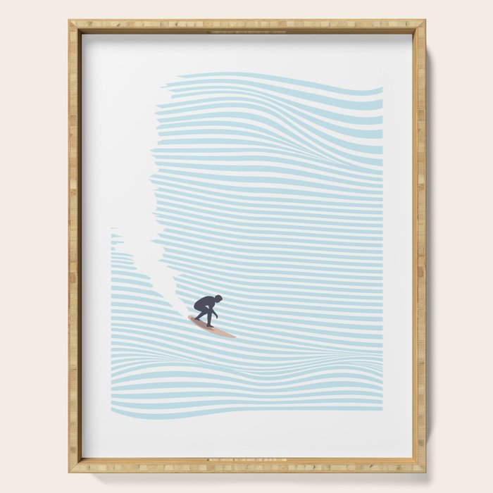 surfing jaws baby blue Serving Tray Gallery Image 1