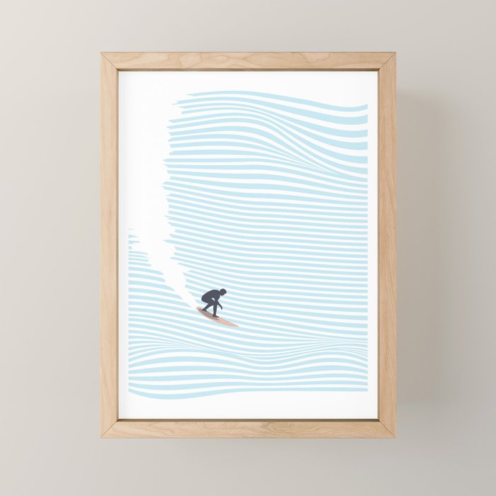 surfing jaws baby blue Mini Art Print Gallery Image 1