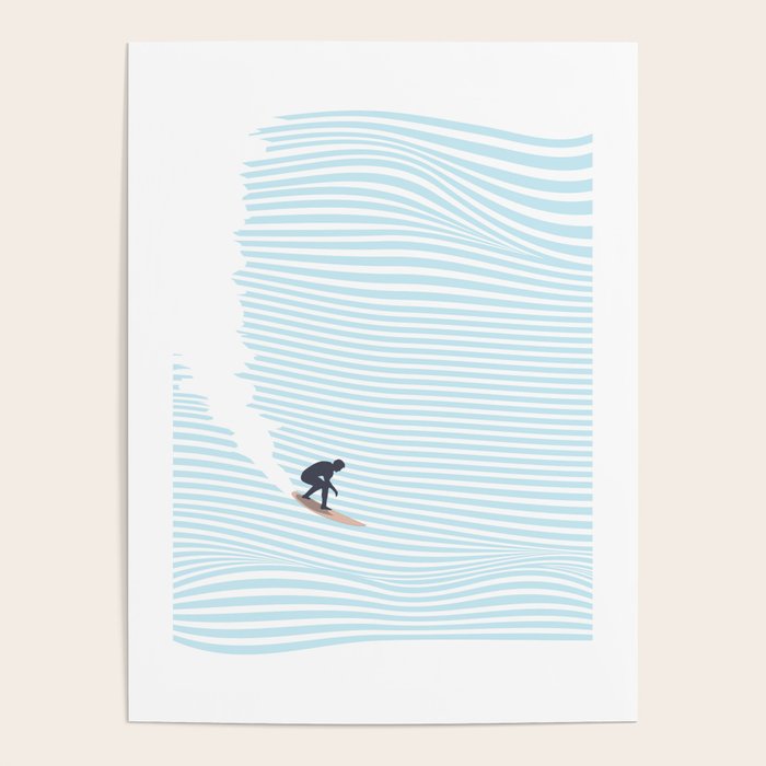 surfing jaws baby blue Poster Gallery Image 1