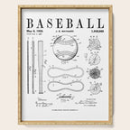 Baseball Bat And Ball Old Vintage Patent Drawing Print Serving Tray Gallery Image 1