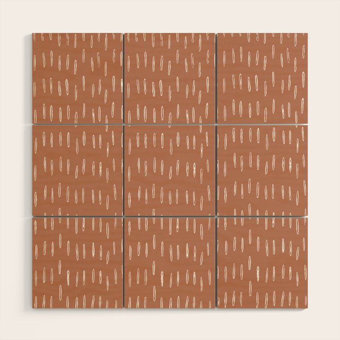Boho Raindrops Abstract Pattern, Terracotta Wood Wall Art Gallery Image 1