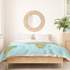 Watercolor physical world map (high detail) Duvet Cover Gallery Image 3