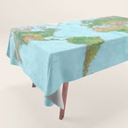 Watercolor physical world map (high detail) Tablecloth Gallery Image 1