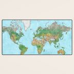 Watercolor physical world map (high detail) Desk Mat Gallery Image 3