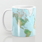 Watercolor physical world map (high detail) Coffee Mug Gallery Image 3