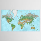 Watercolor physical world map (high detail) Tablecloth Gallery Image 2