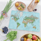 Watercolor physical world map (high detail) Cutting Board Gallery Image 2