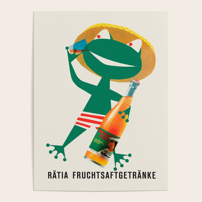 Vintage Mid Century Beverage Poster - Ratia Fruchtsaftgertranke, 1958 Poster Gallery Image 1