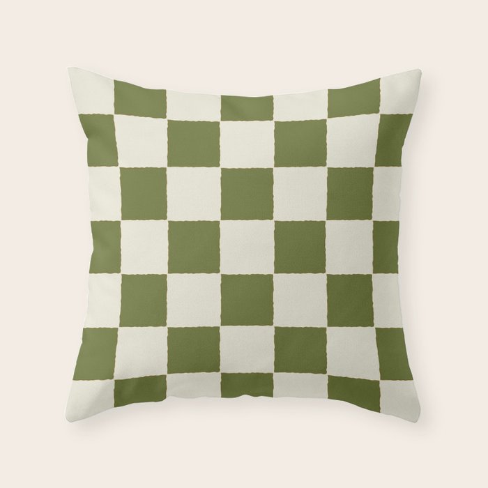 DESERT CHECKER OLIVE Throw Pillow Gallery Image 1
