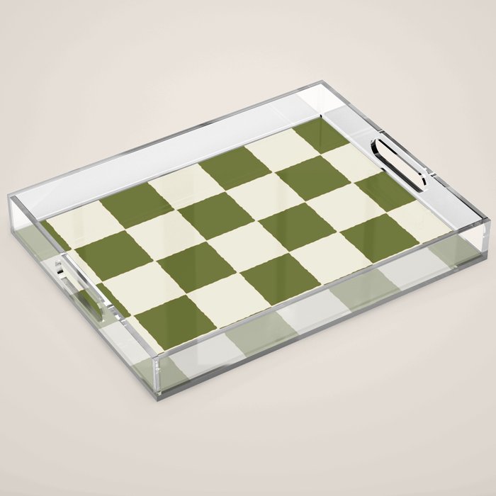 DESERT CHECKER OLIVE Acrylic Tray Gallery Image 1
