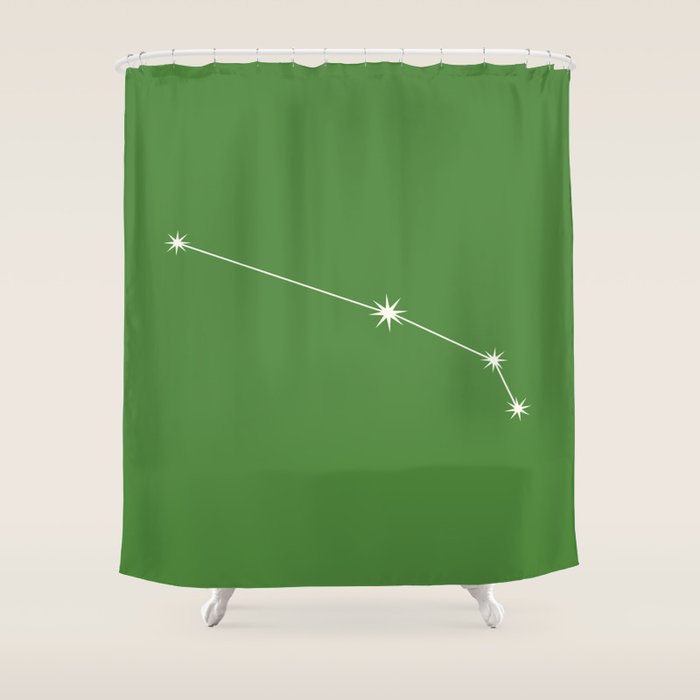 Aries Zodiac Star Constellation Line Art Kelly Green Shower Curtain Gallery Image 1