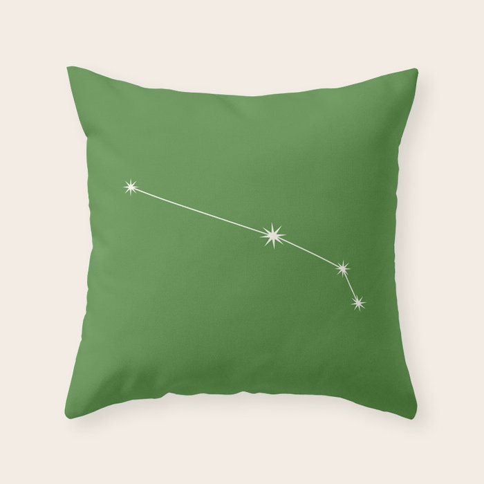 Aries Zodiac Star Constellation Line Art Kelly Green Throw Pillow Gallery Image 6