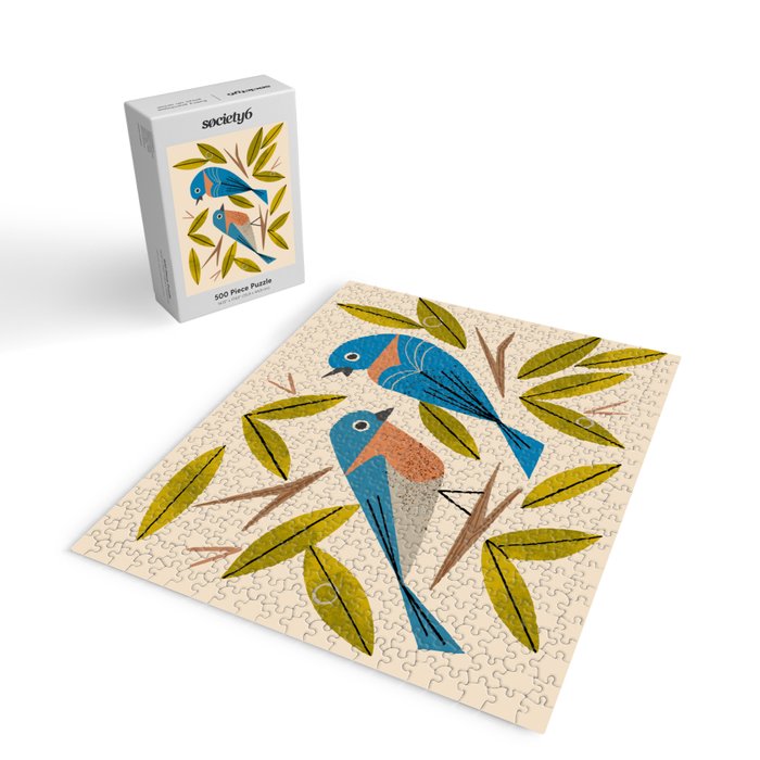 Midcentury Bluebird Pair Jigsaw Puzzle Gallery Image 2