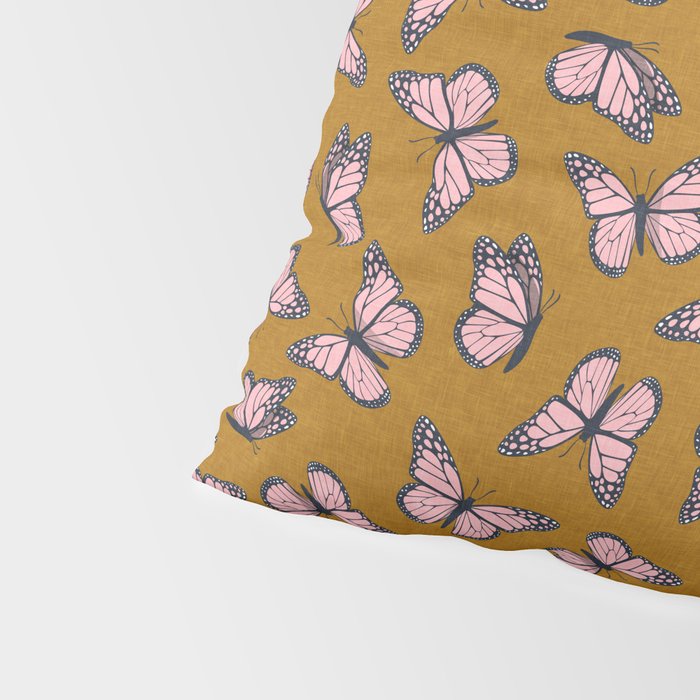 monarch butterflies - pink on ginger Pillow Sham Gallery Image 4