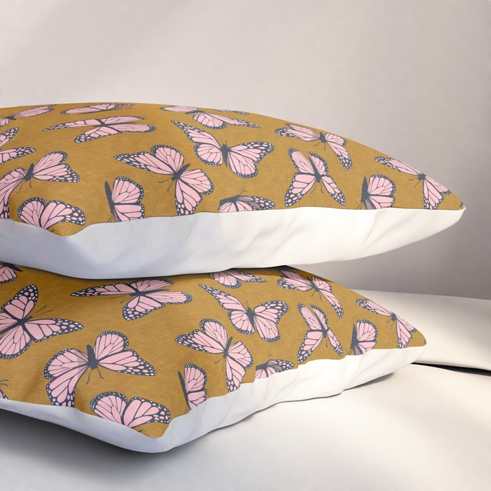 monarch butterflies - pink on ginger Pillow Sham Gallery Image 3