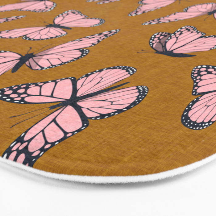 monarch butterflies - pink on ginger Bath Mat Gallery Image 3