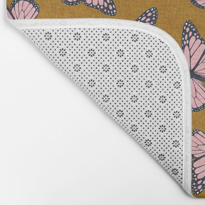 monarch butterflies - pink on ginger Bath Mat Gallery Image 2
