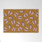 monarch butterflies - pink on ginger Welcome Mat Gallery Image 1