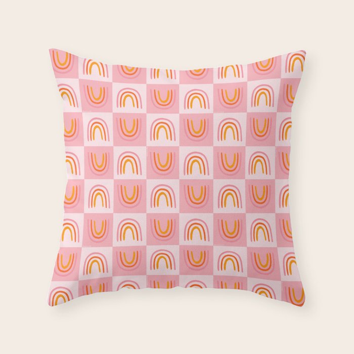 Rainbow Checkered Print Throw Pillow Gallery Image 6