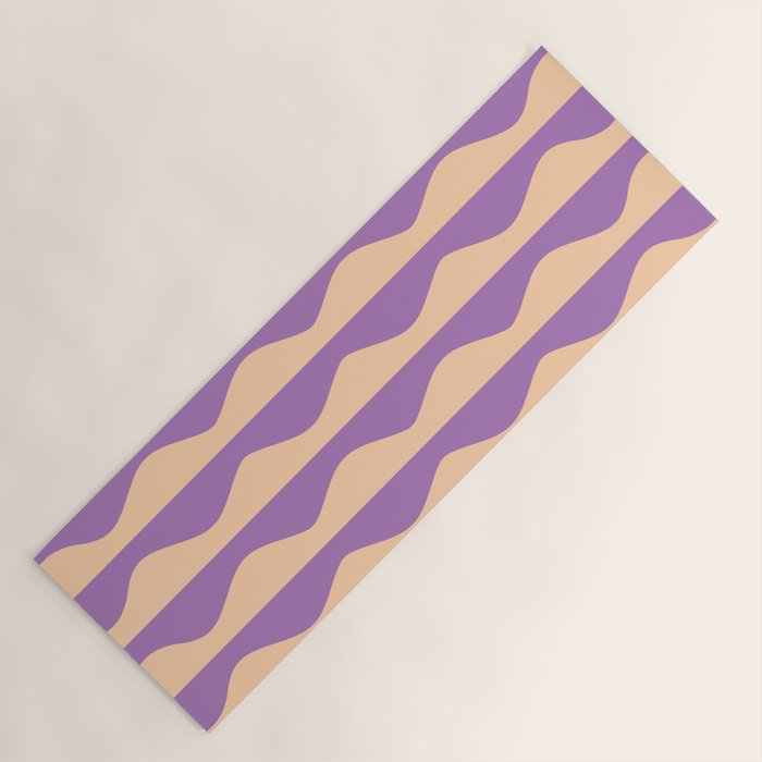 Retro Wavy Lines Pattern in Purple & Peach Yoga Mat Gallery Image 1