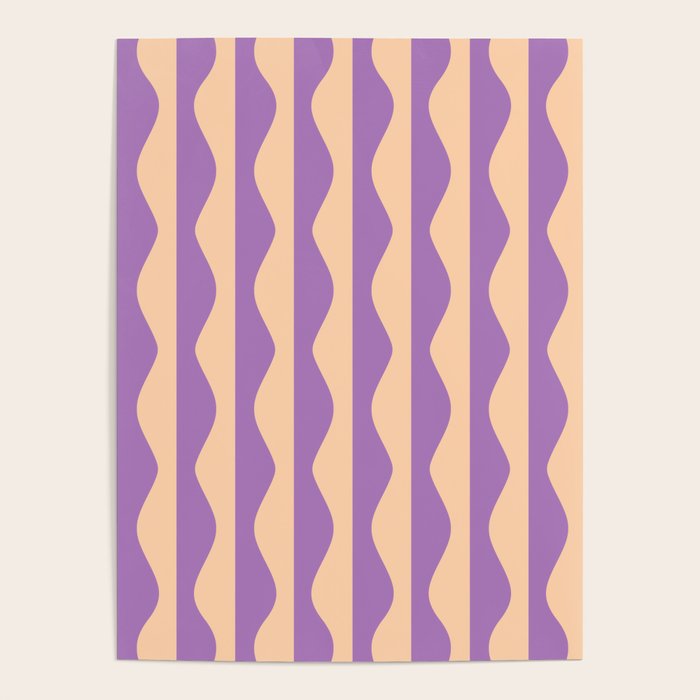 Retro Wavy Lines Pattern in Purple & Peach Poster Gallery Image 4