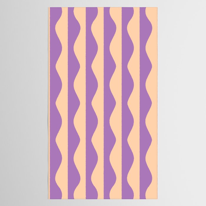 Retro Wavy Lines Pattern in Purple & Peach Tablecloth Gallery Image 2