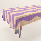 Retro Wavy Lines Pattern in Purple & Peach Tablecloth Gallery Image 1