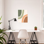 Abstract Shapes 55.2 in Sage Green and Terracotta (Rainbow Abstraction) Poster Gallery Image 2