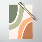 Abstract Shapes 55.2 in Sage Green and Terracotta (Rainbow Abstraction) Wrapping Paper Gallery Image 1