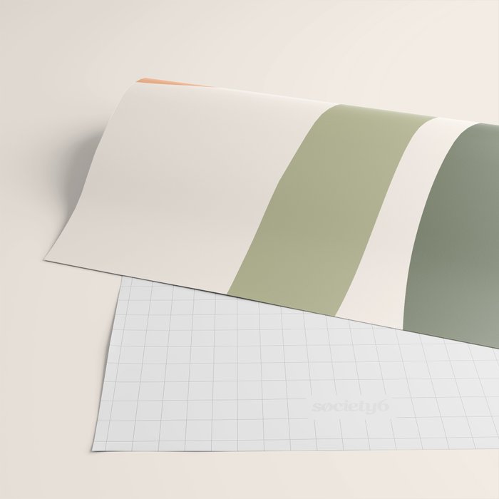 Abstract Shapes 55.2 in Sage Green and Terracotta (Rainbow Abstraction) Wrapping Paper Gallery Image 2