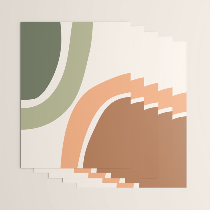 Abstract Shapes 55.2 in Sage Green and Terracotta (Rainbow Abstraction) Wrapping Paper Gallery Image 3