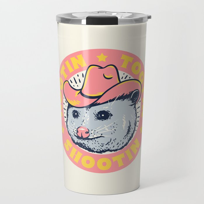 Possum Rootin Tootin Shootin | Pink Travel Mug Gallery Image 1