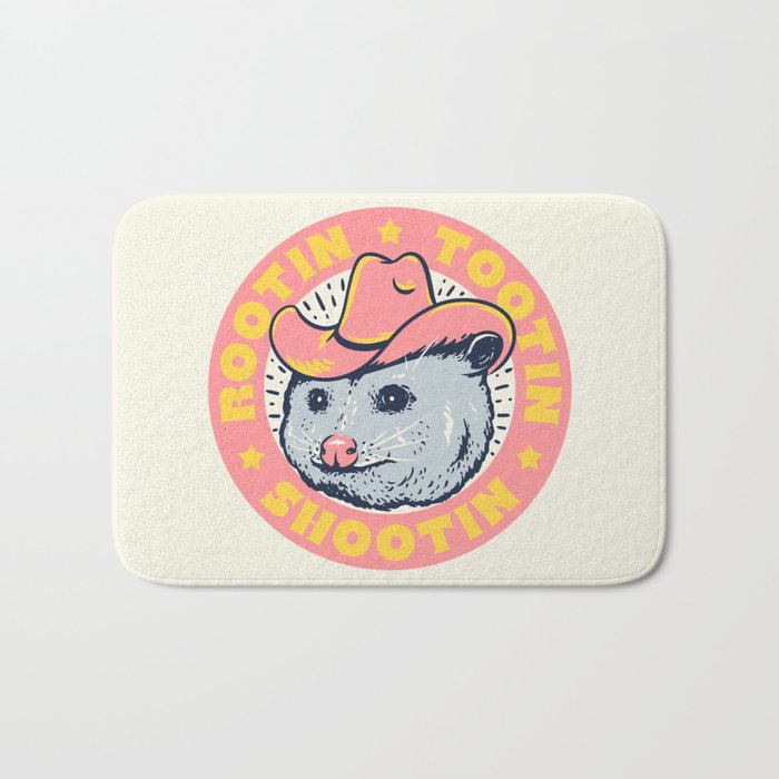 Possum Rootin Tootin Shootin | Pink Bath Mat Gallery Image 1