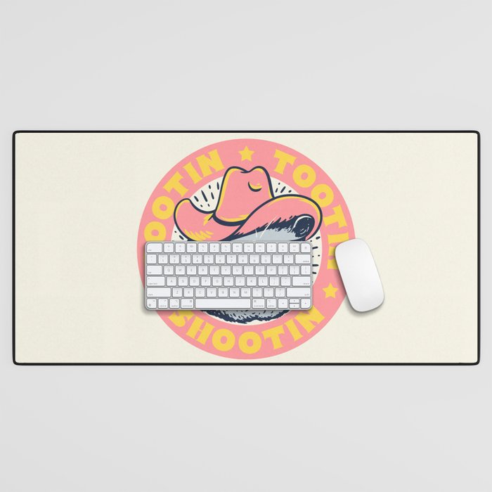 Possum Rootin Tootin Shootin | Pink Desk Mat Gallery Image 1