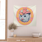 Possum Rootin Tootin Shootin | Pink Wall Tapestry Gallery Image 2