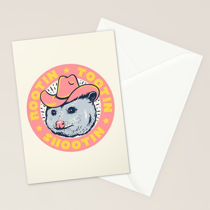 Possum Rootin Tootin Shootin | Pink Stationery Card Gallery Image 2